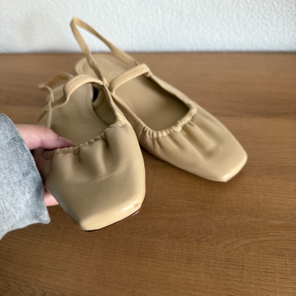 Vince Venice Leather Slingback Flats Shoes 6 in Macadamia - Picture 3 of 7